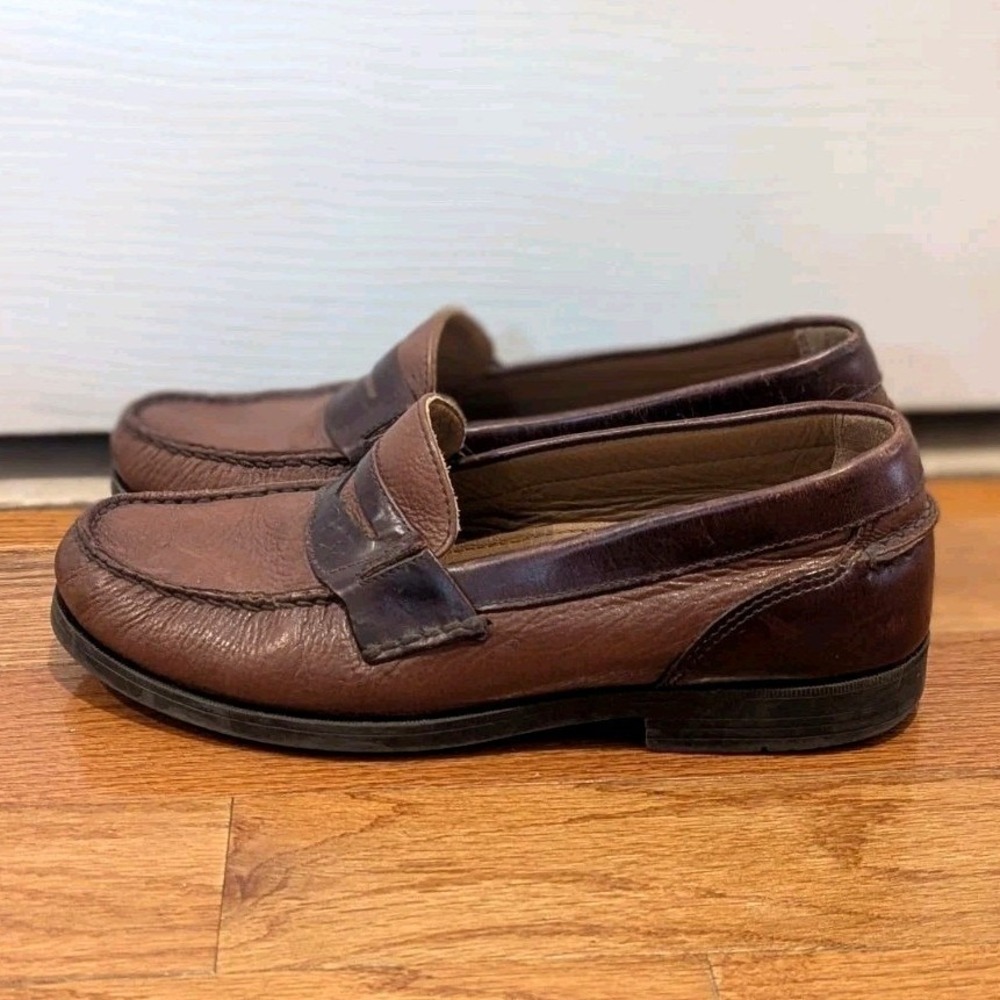 Old Money Dockers Brown Leather Penny Loafers 8.5M Made in Brazil Preppy Classic